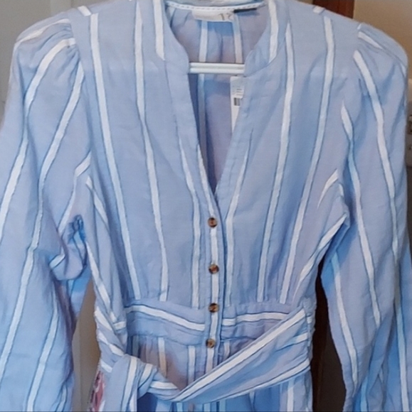 🆕 Anthropologie Top with Cinched Waist & Attached Sash Belt. Cotton/Polyester - Picture 3 of 12